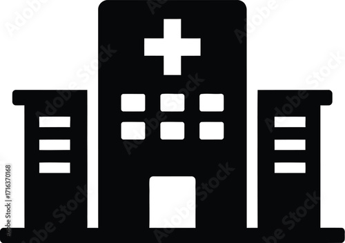 Modern hospital building icon representing healthcare medical facility and emergency services architecture vector
