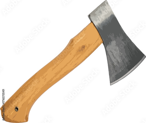 Wooden Handle Axe Tool Illustration