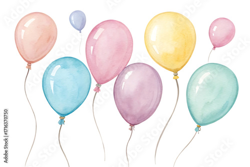 watercolor balloons painting for kids