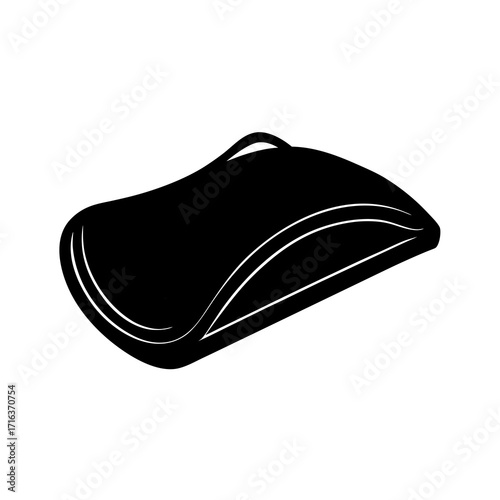 Black computer mouse with white accents on white background