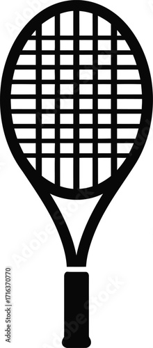 Elegant tennis racquet silhouette simple sports equipment icon graphic design vector