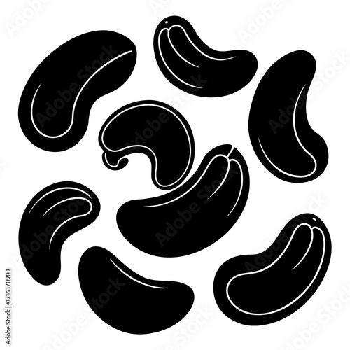 Black kidney beans graphic illustration on white background