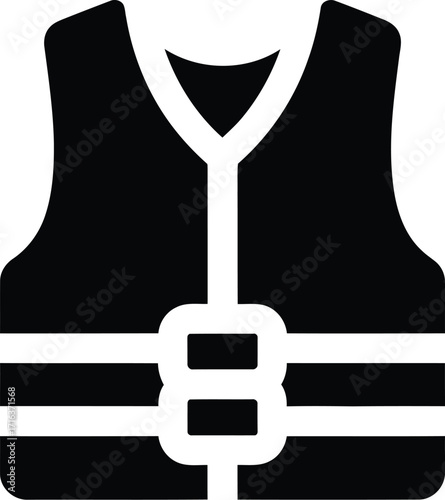 Safety life vest icon symbol silhouette isolated on for water sports vector