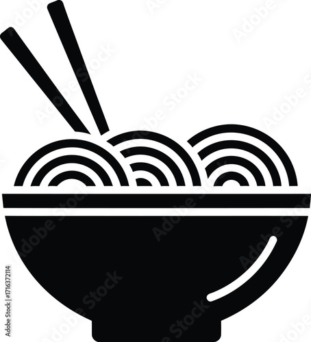 Noodle bowl chopsticks asian food icon minimalist simple vector illustration vector