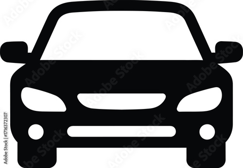 Modern sedan car front view simple icon silhouette vector transportation vehicle vector