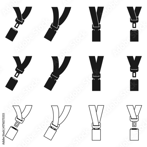 car seat belt icon set vector illustration isolated on white background.
