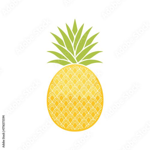 Stylized Pineapple Illustration: Tropical Fruit Graphic Design Element