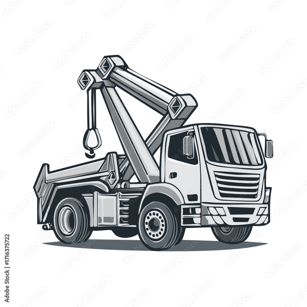 Naklejka premium Tow Truck Illustration: Vector Graphic of a Wrecker for Roadside Assistance
