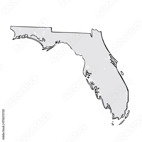 Outline Map of Florida with Coastal Dots