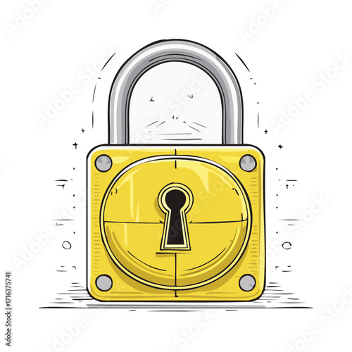 Illustration of a yellow padlock with a keyhole against a white background.