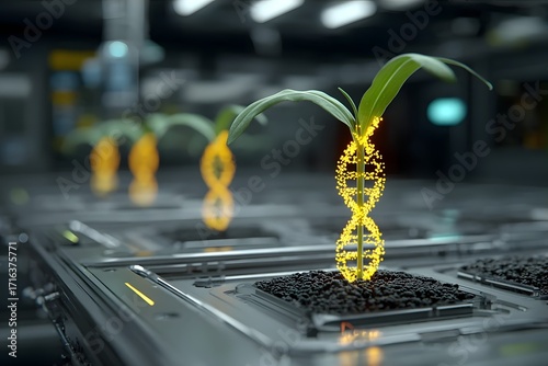 Plant Seedling with DNA Structure
