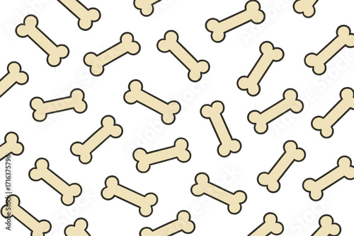 Dog bone seamless pattern vector background. Cute cartoon minimalist texture for pet lovers. Animal puppy treat wallpaper design. Simple graphic for textile, fabric, wrapping paper.