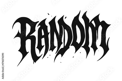 Random word concept. Gothic graffiti font, heavy metal logo style. Distorted, grunge typography for t-shirt design. Urban street art calligraphy vector illustration.