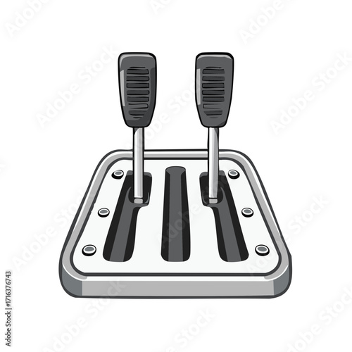Illustration of Car Clutch and Brake Pedals with Manual Transmission Shifter