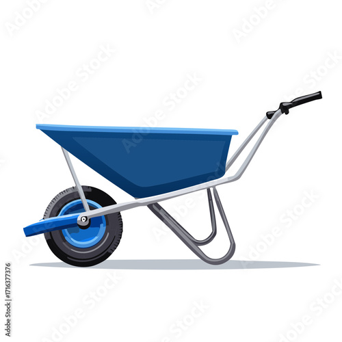 Empty Blue Metal Wheelbarrow for Gardening and Construction Work Illustration