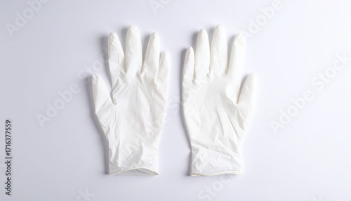 surgical gloves in white latex on white background