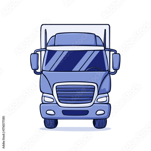 Cartoon semi truck front view isolated  Delivery transportation vehicle design