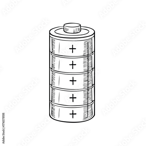 Hand-drawn outline of a single battery cell for an electrical device
