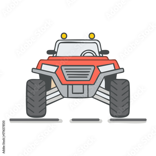 Red All Terrain Vehicle Front View Vector Illustration