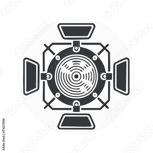 Theater Spotlight Illustration a Staging Lighting Fixture and Performance Equipment in Black and White