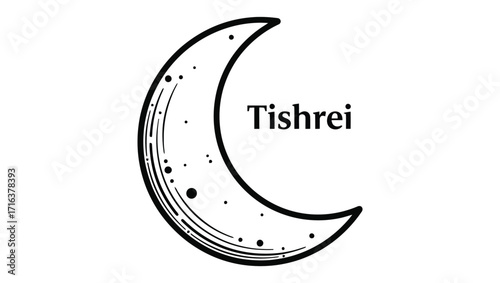 Tishrei - A Celestial Crescent Moon Illustration with a Mystical and Spiritual Vibe