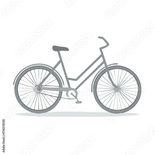 Classic Grey Bicycle Side View Illustration
