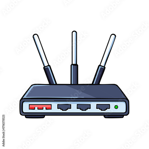 Illustrated router with three antennas isolated