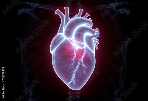 x ray of human heart, model 3d