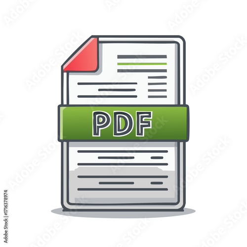 Stylized PDF document icon with green band and text