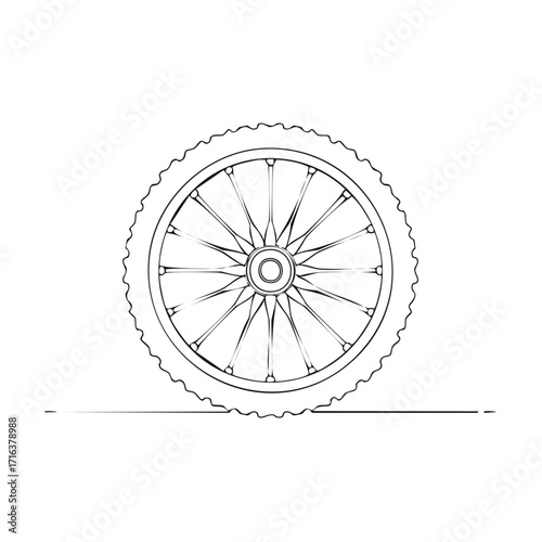 Outline of a Bicycle Wheel with Spokes and Tire Tread