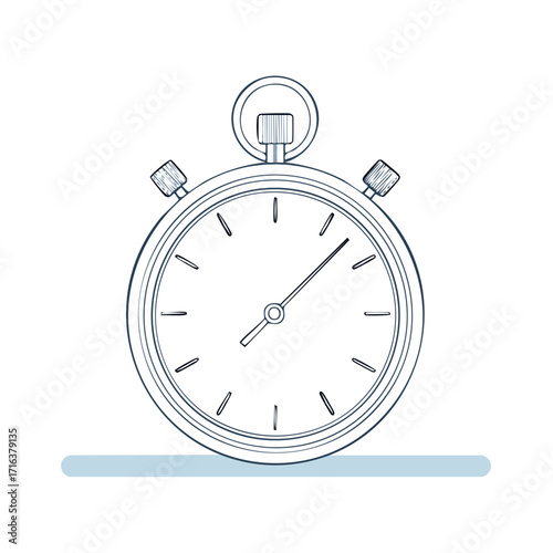 Hand drawn sketch stopwatch showing the time, concept of speed and deadline.