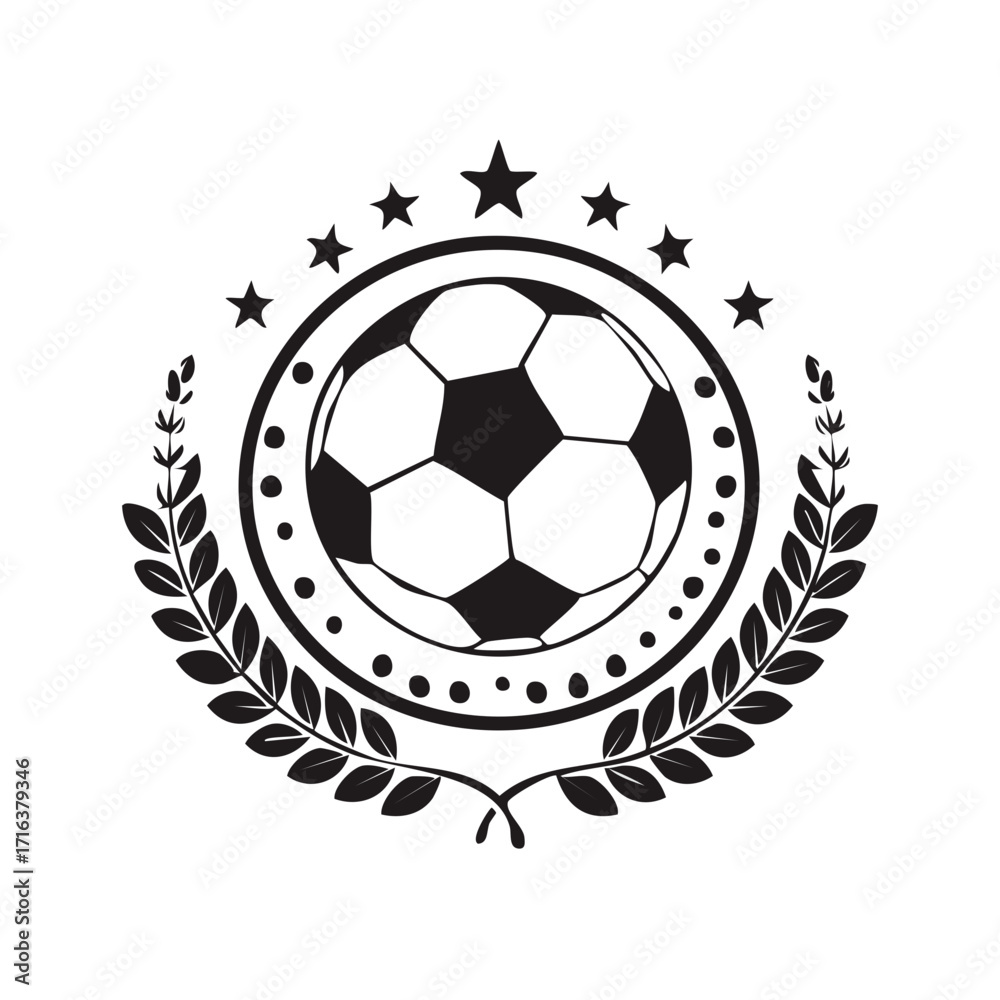 custom made wallpaper toronto digitalMonochrome soccer ball emblem with laurel wreath and stars symbolizing championship victory
