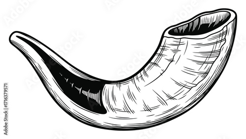 Shofar Horn Illustration for Jewish New Year and Religious Observances