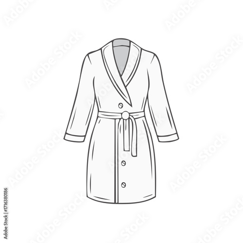 Line art illustration of a bathrobe, vector design