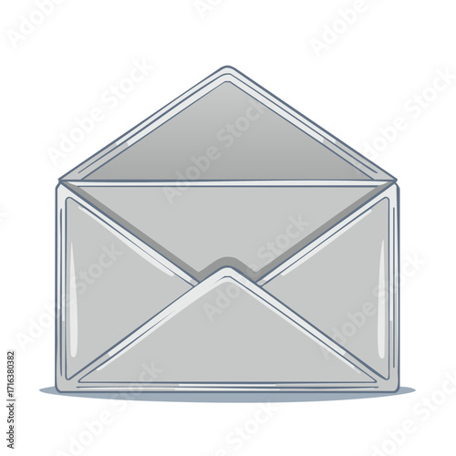 Open empty envelope illustration in grayscale with a classic triangular flap design