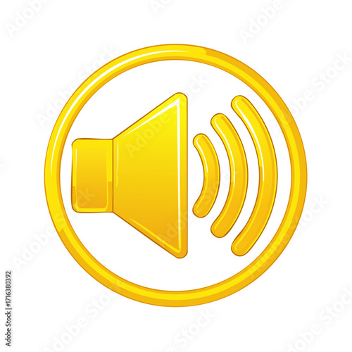 Yellow speaker icon with sound waves for audio volume control