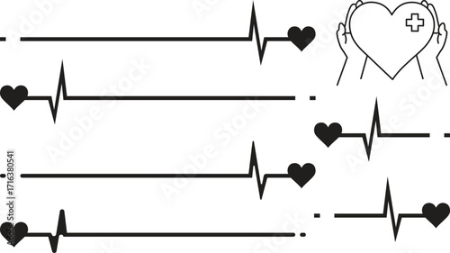 Heart beat icon set