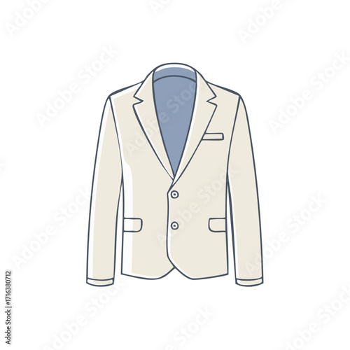 Elegant Suit Jacket Illustration with Button Closure for Formal and Fashionable Style