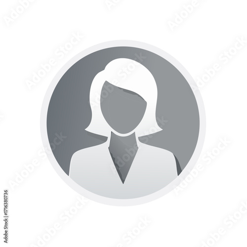 Silhouette of a woman in a grayscale circle profile picture illustration