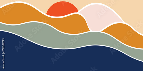 Vintage background with landscape, abstract mountains, suitable for your design templates such as posters, banners, book covers.