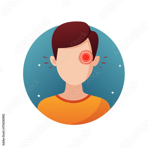 Person experiencing painful eye irritation and ear ache symptoms medical illness