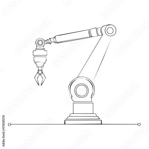 Robotic arm outline drawing symbolizing automation technology manufacturing and artificial intelligence
