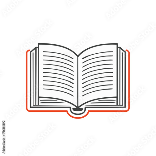 Minimalist open book icon vector illustration for educational concepts