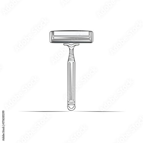 Razor illustration on a white background, shaving equipment line art