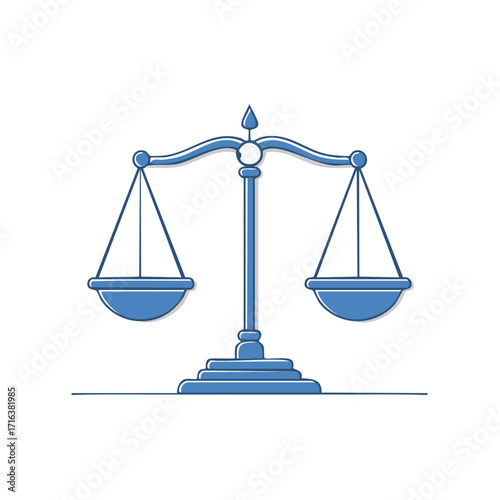 Illustration of Balanced Scales of Justice Representing Law and Fairness