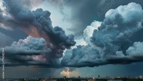Beautiful Thunderstorm Over Scenic Forest Lake Weather Footage