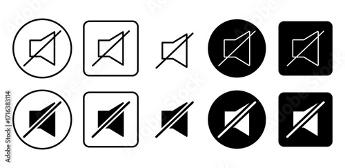 Mute sound button vector icon. Speaker off symbol for music, video, and multimedia applications.