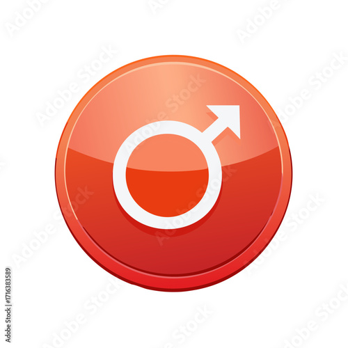 Male gender symbol icon with a circular glossy orange gradient button and white outline