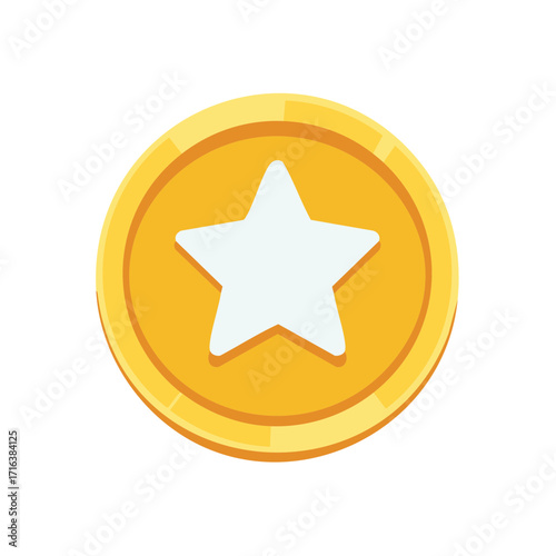 Gold coin with star symbol illustration for game reward bonus or achievement