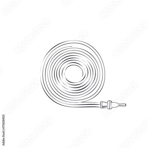 Coiled Garden Hose Illustration Fresh Water Supply Plumbing Gardening Equipment